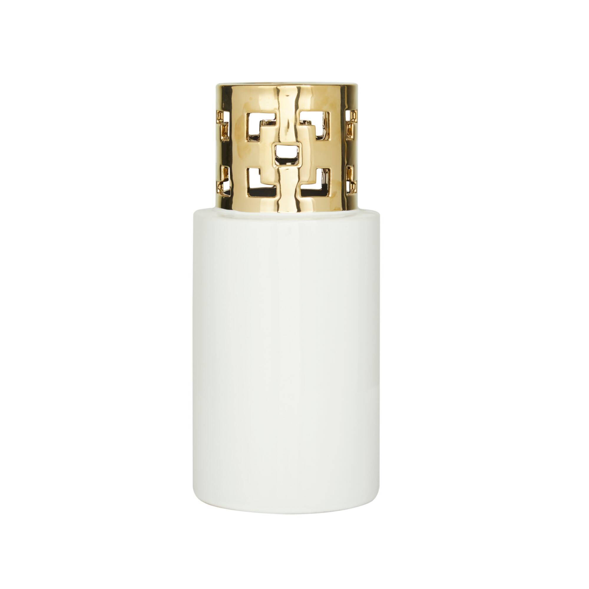White Stoneware Glam Vase, 12" x 5" x 5"